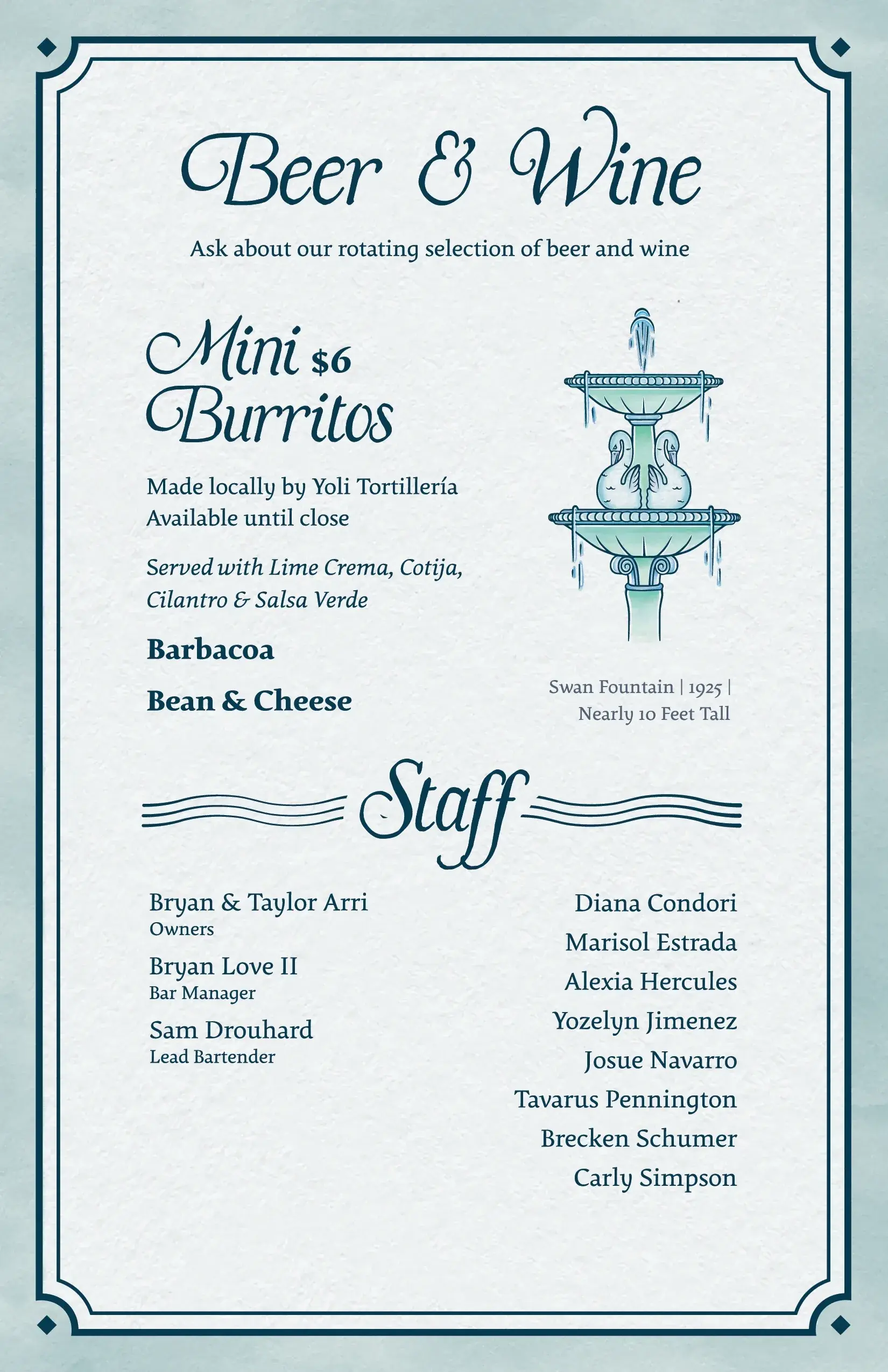 City of Fountains menu page 12